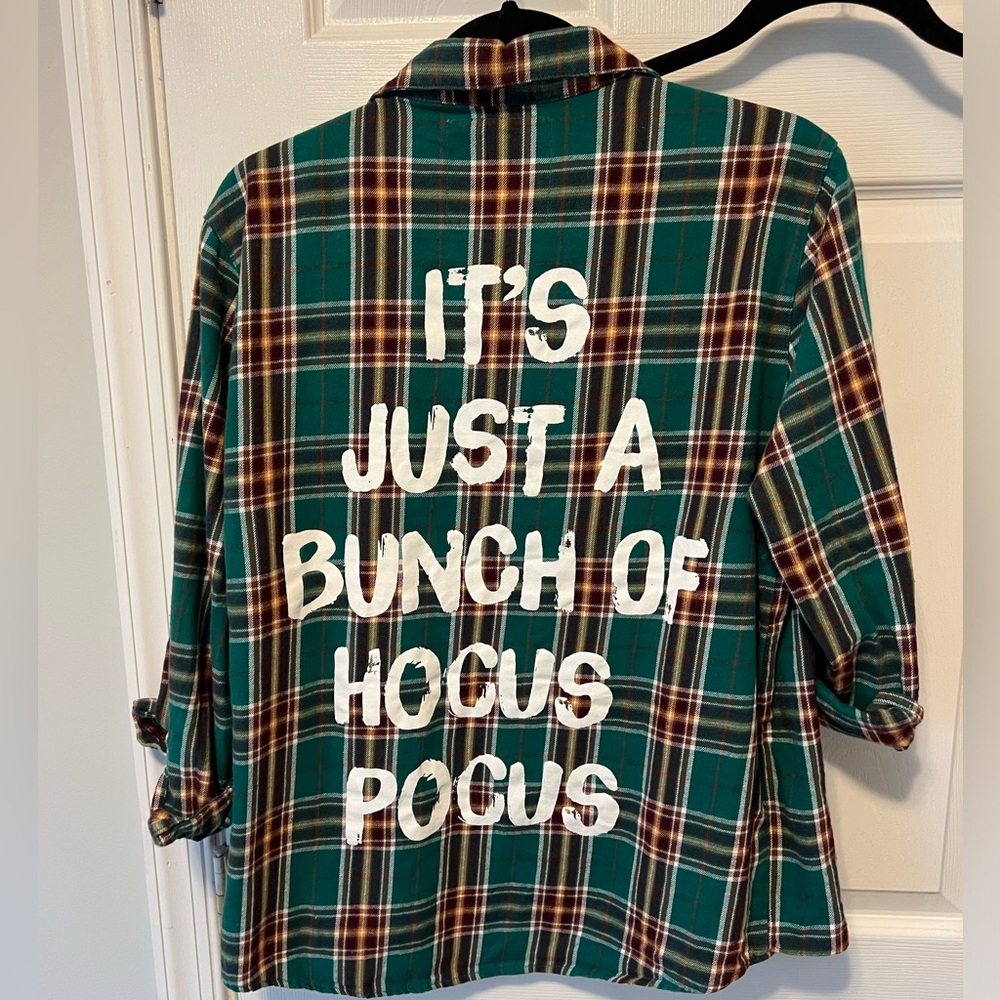 Disney Green Plaid Button Down Shirt